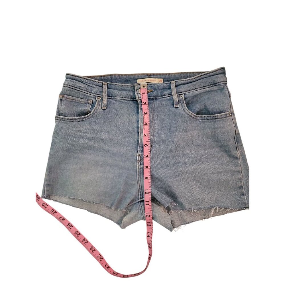 Levis Womens 725 High Rise Cut-off Denim Shorts Size 30 Blue - Picture 3 of 7